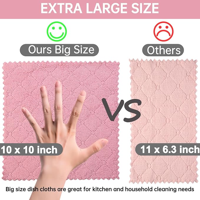 12 Pack Kitchen Cloth, Dish Towels, Microfiber Cleaning Cloths, Premium Coral - Image 2