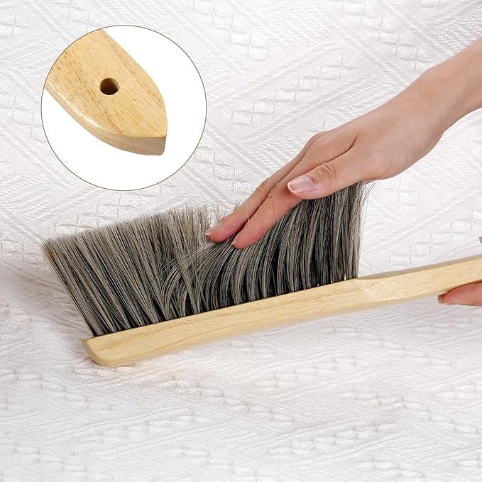Rbenxia 2 Pieces Wooden Handle Bench Brushes Horse Hair Brushes Soft Bristles - Image 3