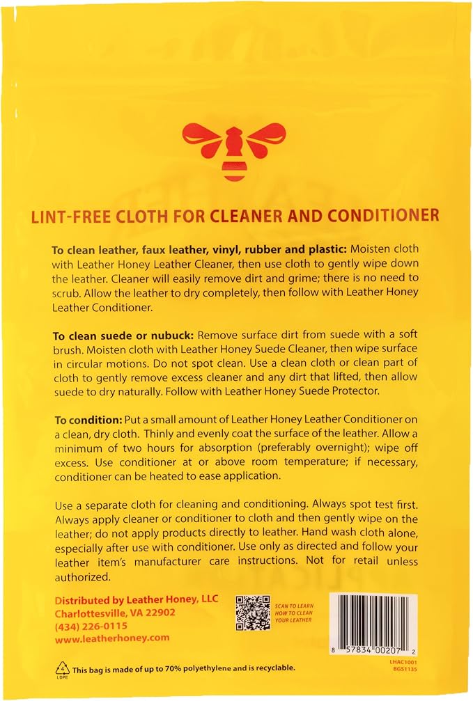 Leather Honey Lint-Free Application Cloth: Microfiber Cloth - Image 3