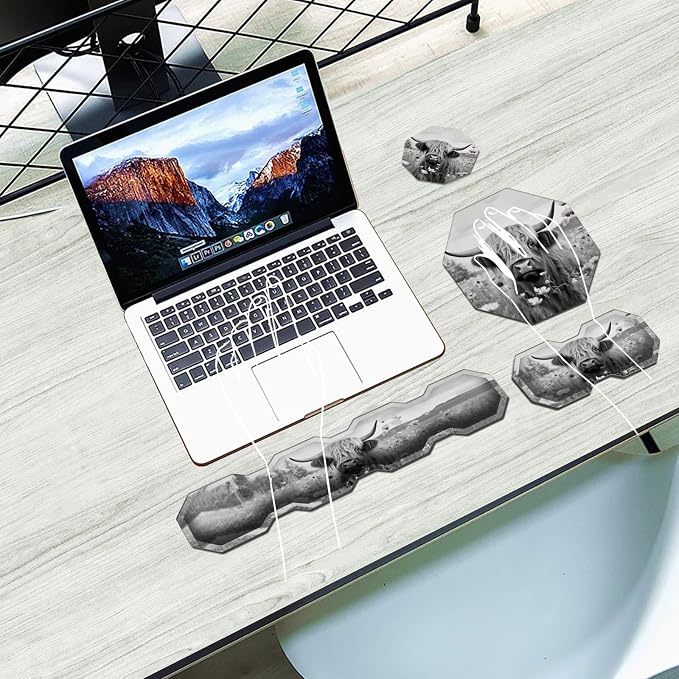 Ergonomic Mouse Pad with Wrist Support Gel and Keyboard Wrist Rest Set + Coaster - Image 4