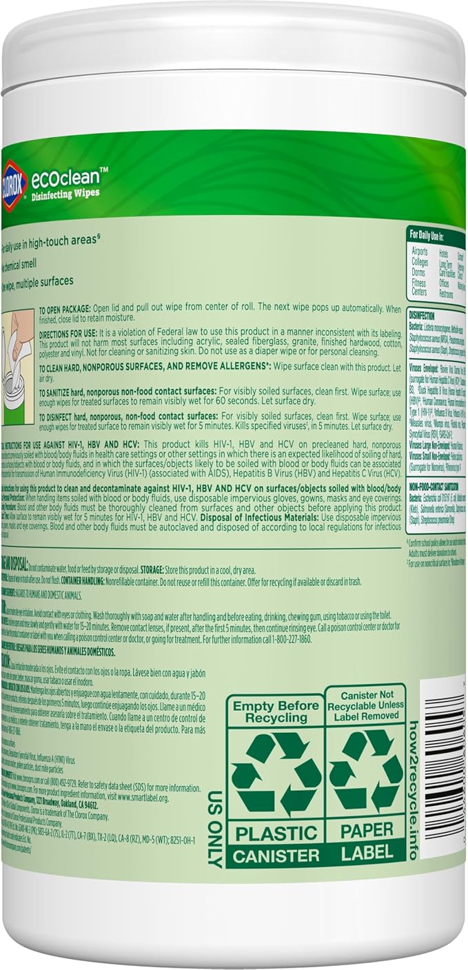 CloroxPro Clorox EcoClean Disinfecting Wipes, Antibacterial Disinfectant - Image 12