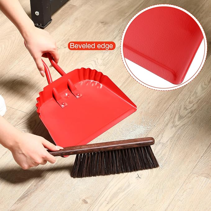 Mumufy 2-Pack Heavy Duty Stainless Steel Red Dustpan - Image 4