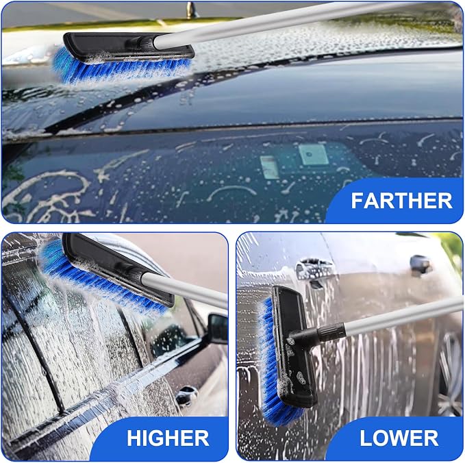 62" Car Wash Brush Mop with Long Handle, House Siding, Extension Aluminum Alloy - Image 5