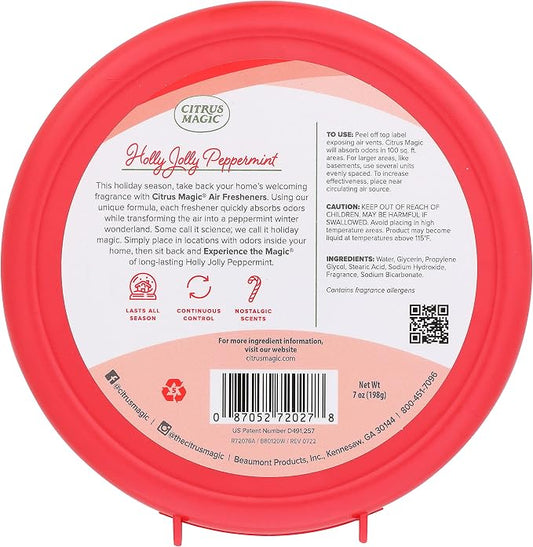 Citrus Magic Holiday Odor Absorbing Solid Air Freshener, Holly Jolly Peppermint - Image 2