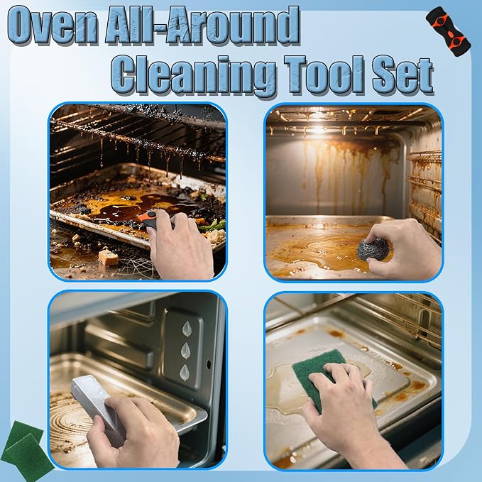 Heavy Duty Oven Cleaner Brush Set, Oven Cleaning Accessories Tools, - Image 4