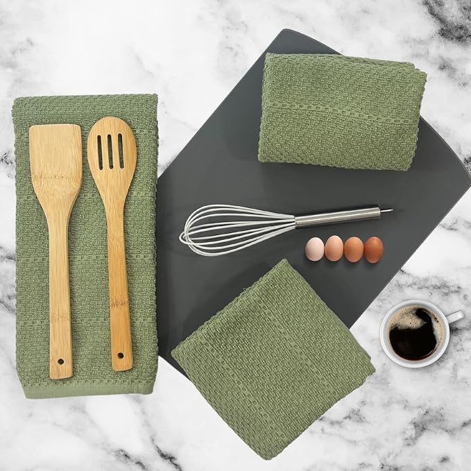 Serafina Home Dark Sage Green Kitchen Hand Dish Towels: Oversized 28" x 18" - Image 7
