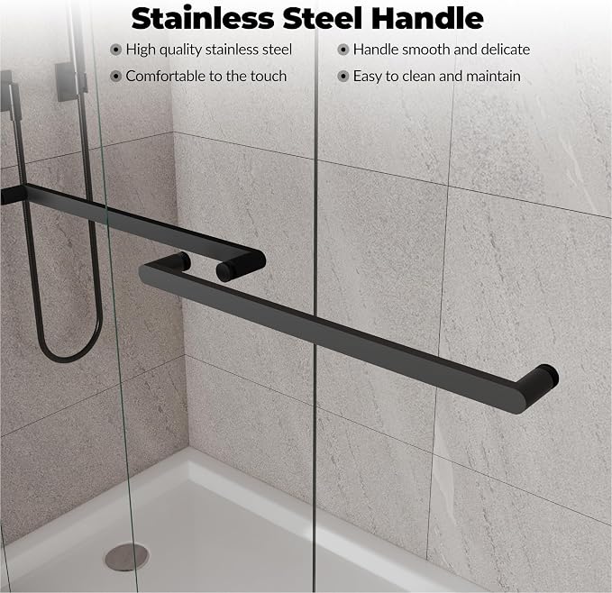 56"-60" W x 72" H Double Sliding Shower Door, Semi-Frameless Bypass Bathroom - Image 4