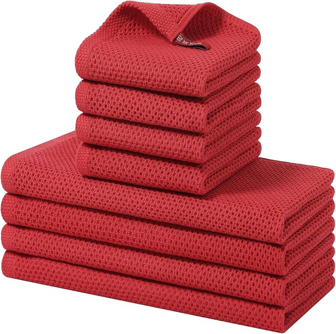 Homaxy 100% Cotton Kitchen Towels and Dishcloths Set, 12 x 12 Inches and 13 x by Homaxy
