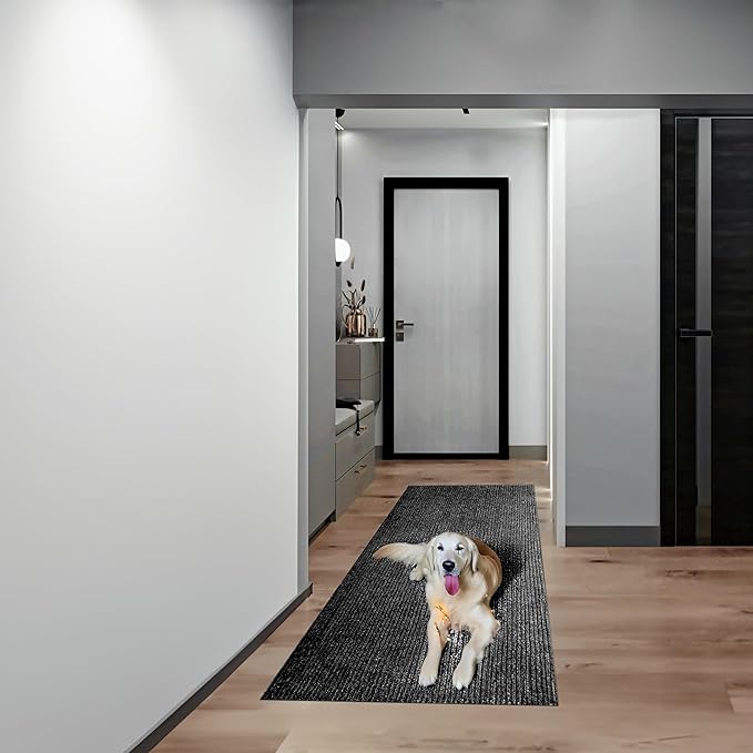 sigun Modern Non-Slip Hallway Runner Rug – Washable, Stain-Resistant & Custom Size – Durable Indoor/Outdoor Carpet for Entryway, Kitchen, Porch, Balcony, Patio & Garage – High-Traffic | Black - 2 x 10