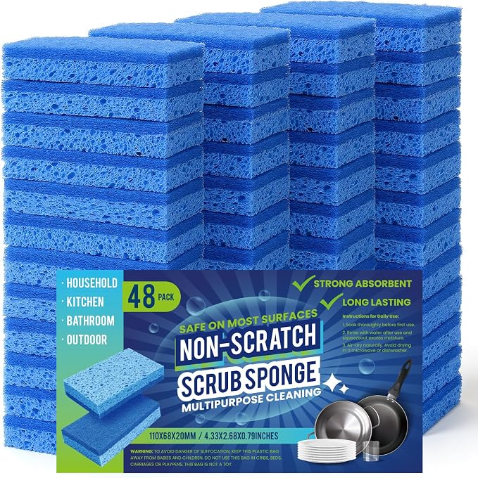 Kitchen Sponges, Non-Scratch Scrub Sponge, Dual Sided Cleaning Sponges by Metflavor