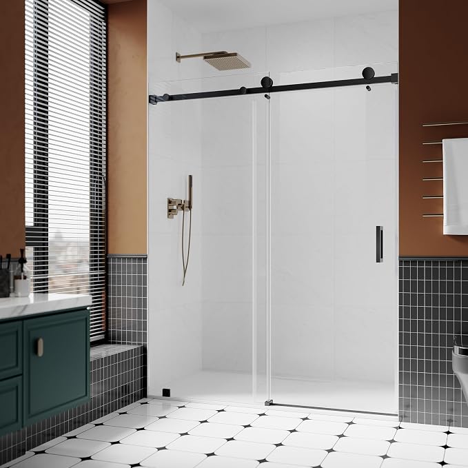 3/8" Sliding Glass Shower Door, 56-60" W x 76" H Frameless Bathroom Door - Image 7
