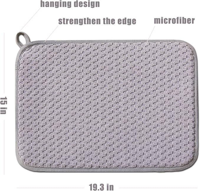 Dish Drying Mats for Kitchen Counter 2 Pack, Dish Drying Pads Absorbent - Image 3