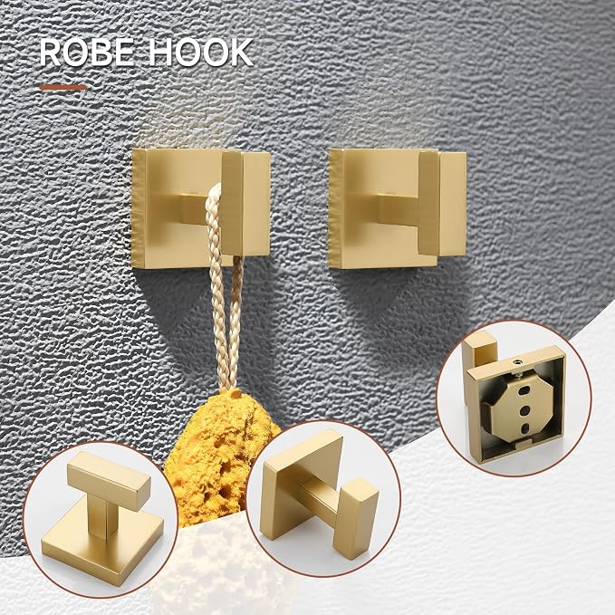 TQKAG 5-Piece Bathroom Accessories Set Brushed Gold Bathroom Hardware Set - Image 3