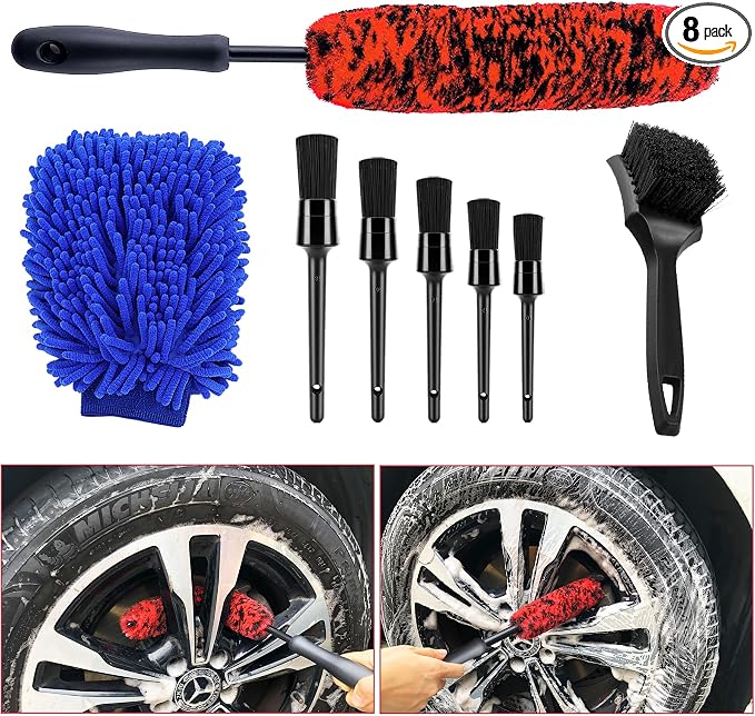 8Pcs Wheel Tire Brush Set, Wheel Brushes by Latamil