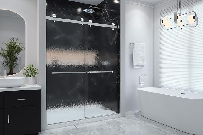 VITRA-200X 56.5-59" W x 78" High 3/8" Twinglide Frameless Shower Door - Image 6