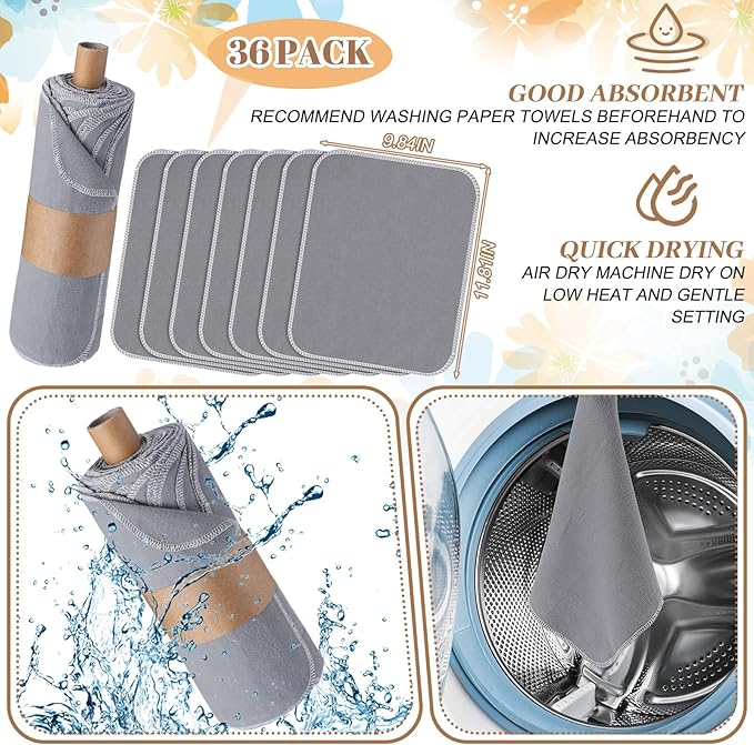 36 Pack Vintage Reusable Cleaning Cloths Washable Cotton Kitchen Towels - Image 4