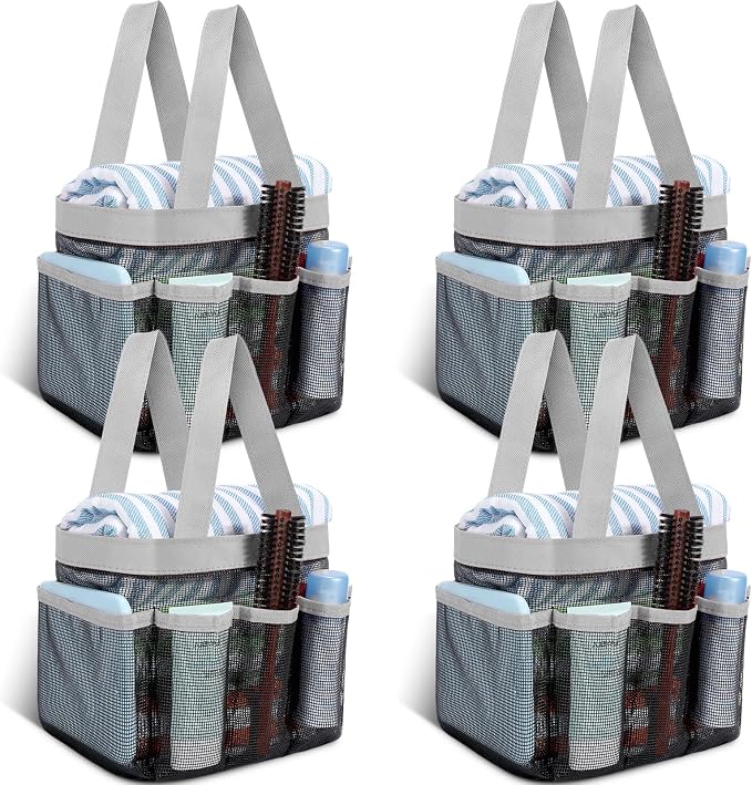 Hillban 4 Pcs Mesh Shower Caddy Portable Large Quick Dry Shower Caddy Basket by Hillban