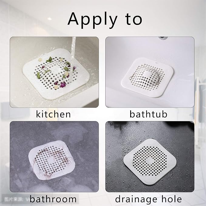 Drain Hair Catcher Square Silicone Trap Shower Drain Cover - Image 6