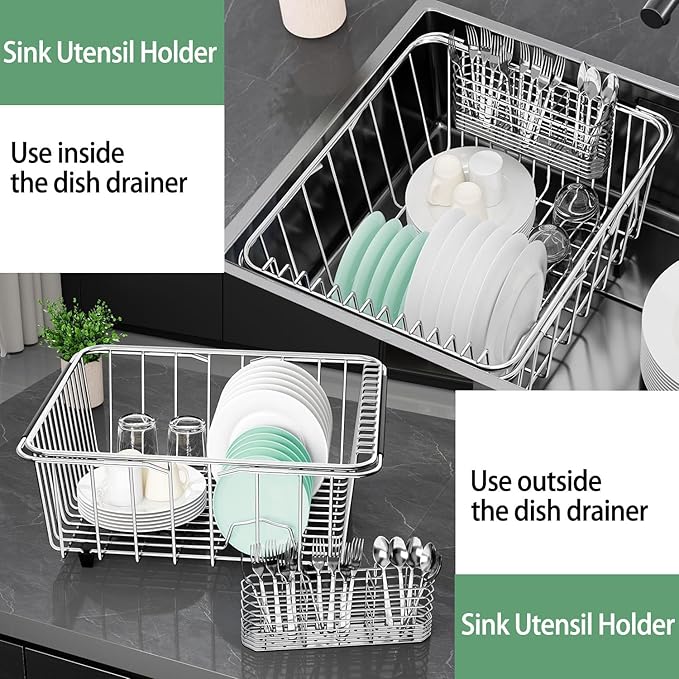 304 Stainless Steel Utensil Holder, Knife and Fork Drainer Basket - Image 4