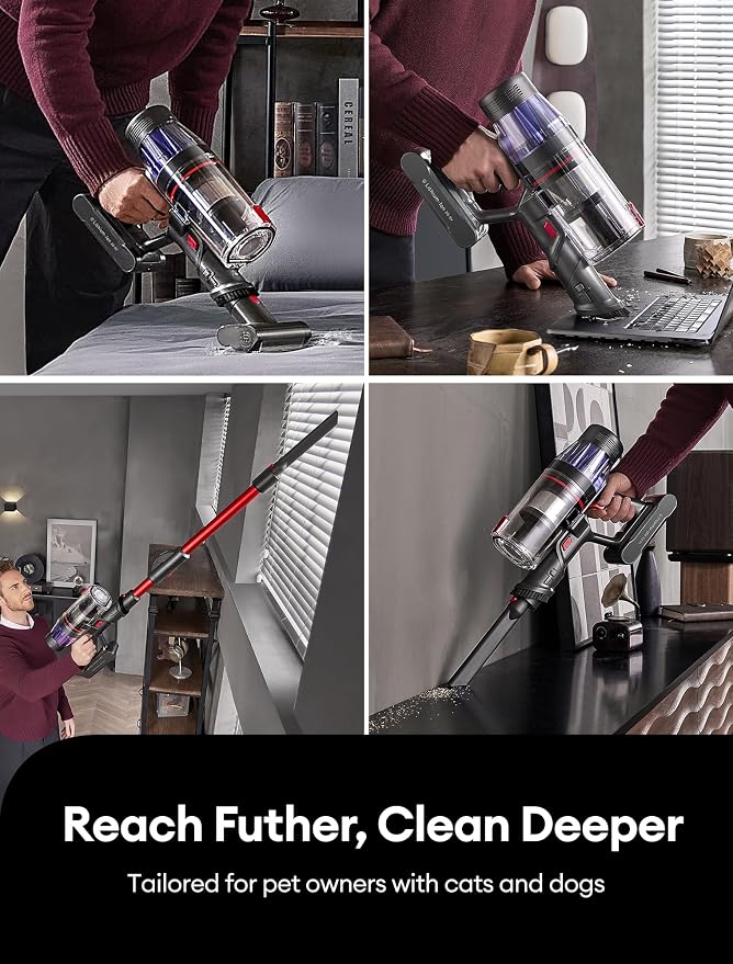 Ultenic Cordless Vacuum Cleaner, 550W/50Kpa, 60Mins Runtime, 180°Bendable Wand - Image 10