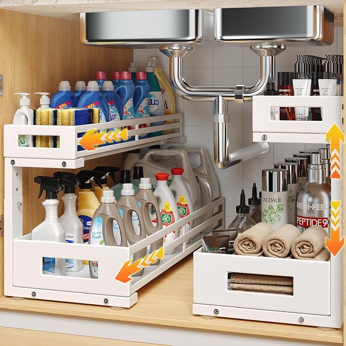 2-Pack 20.47"Deep Under Sink Organizer And Storage, 2-Tier L-Shaped Pull Out by UnderSinkOrganizer