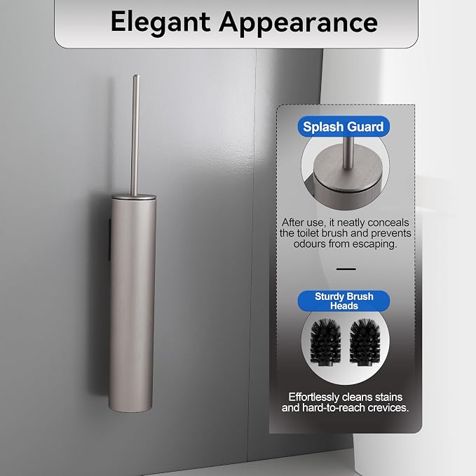 Wall Mounted Brushed Nickel Toilet Brush - Image 2