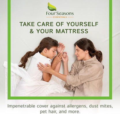 Four Seasons Essentials RV King Size Waterproof Mattress Protector - Cooling Viscose derived from Bamboo Fitted Sheet Mattress Cover - Quilted Jacquard Pad Protects from Dust Allergens