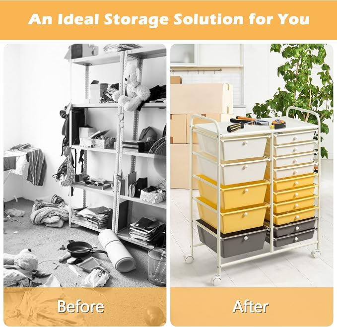 GOFLAME 15-Drawer Rolling Storage Cart, Utility Cart - Image 7