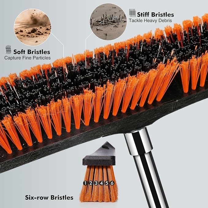 24" Push Broom, Heavy Duty Outdoor Commercial Broom - Image 4