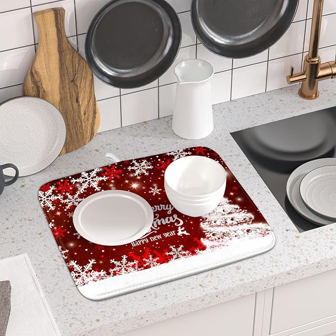 Happy New Year Red Dish Drying Mat - Image 6