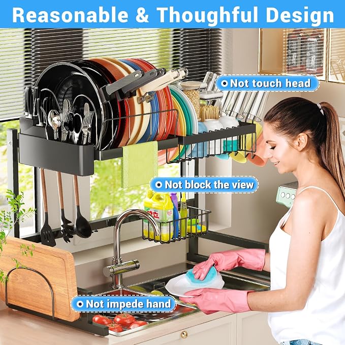 ADBIU 【Fit Sink 24"- 35.6" L 2024 Over The Sink Drying Rack Snap-On Design 2 - Image 5