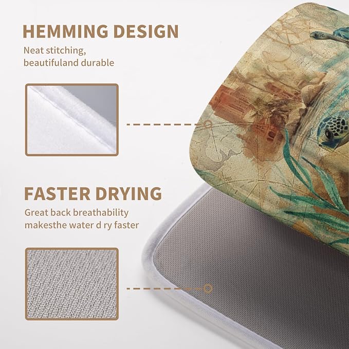 Vintage Ocean Sea Turtle Dish Drying Mats - Image 4
