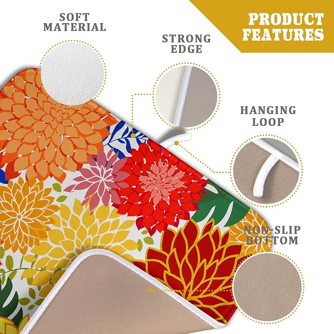 Modern Floral Dish Drying Mat 16x18 in Multicolored Tropical Drying Pad - Image 4