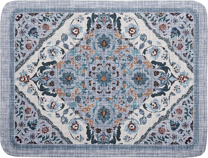 Boho Flower Dish Drying Mat Blue Bohemian Dishes Drainer Rack Mat 18x24 Inch by Giwawa