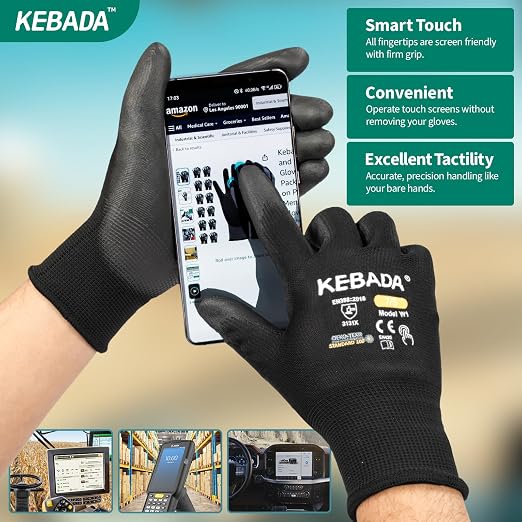 Kebada W1 Work Gloves for Men and Women, PU Coated Safety Gloves - Image 3