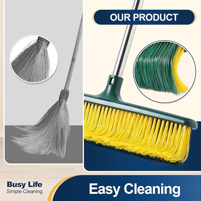Yocada Heavy Duty Outdoor Broom Commercial Broom Garden Leaf Rake - Image 5