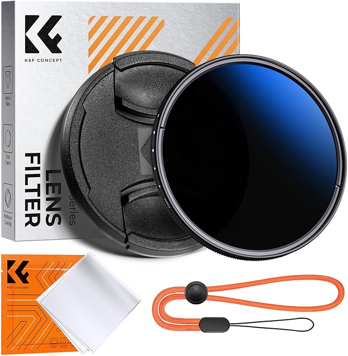 K&F CONCEPT 58mm Variable ND Camera Lens Filter ND2-ND400 + Filter Cap + by KFCONCEPT