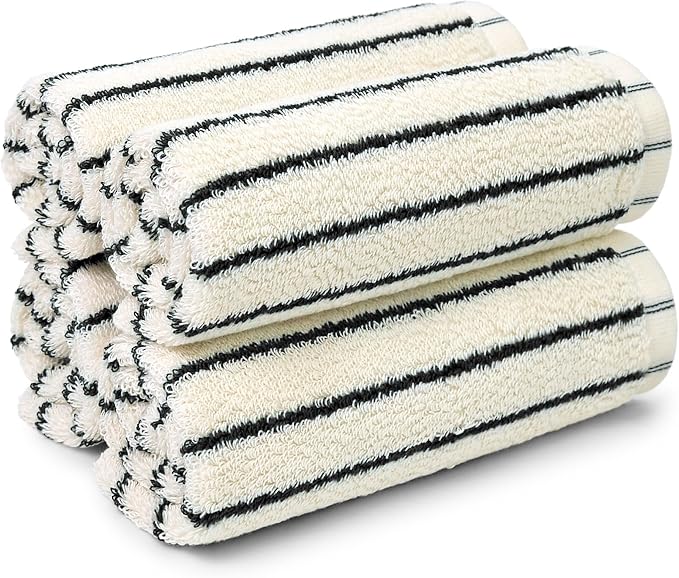 Jacquotha Striped Cotton Washcloths 4 Pack, 13” x 13” by Jacquotha