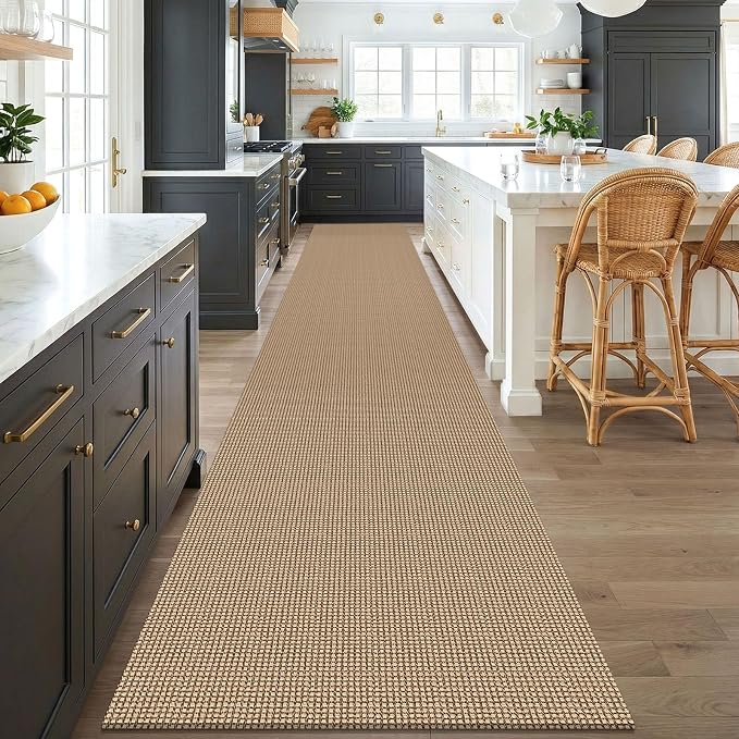 KOZYFLY Boho 3x18 Runners Rugs for Hallway, Extra Long Washable Runner Rug, Woven Non Slip Kitchen Runner, Cotton Entryway Rug, Floor Carpet for Entry, Aisle, Hall, Orange Beige/Tan/Brown - Image 2