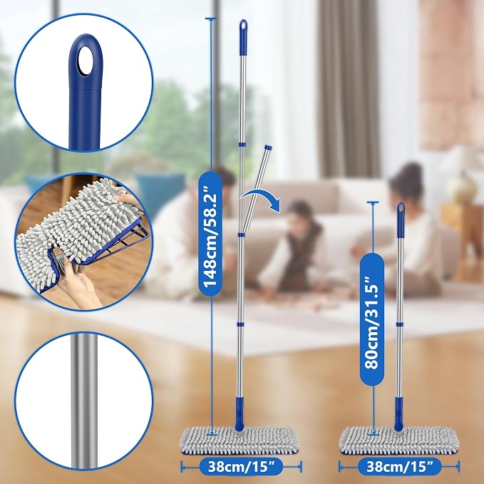 2-Sided Microfiber Dust Mop: Dry Flat Wall Mop - Image 4