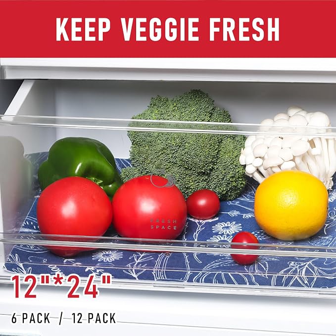 Cooyes 2 in 1 Shelf Liner for Refrigerator, 6 Pack, 12“ × 24”, Fridge Drawer & - Image 5