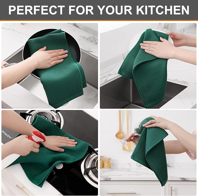 Kitinjoy 100% Cotton Waffle Weave Kitchen Hand Towels - Image 4