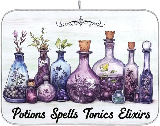Halloween Potions Dish Drying Mat by Wamika