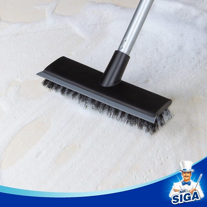 MR.SIGA Floor Scrub Brush with Long Handle, 2 in 1 Scrubber and Squeegee - Image 7
