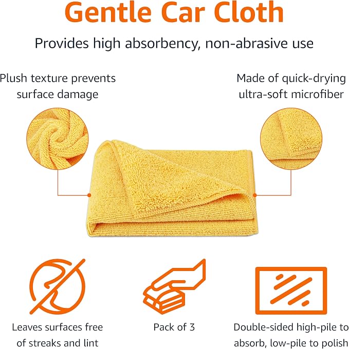 Amazon Basics Microfiber Car Drying Towels, Highly Absorbent, Lint Free - Image 2