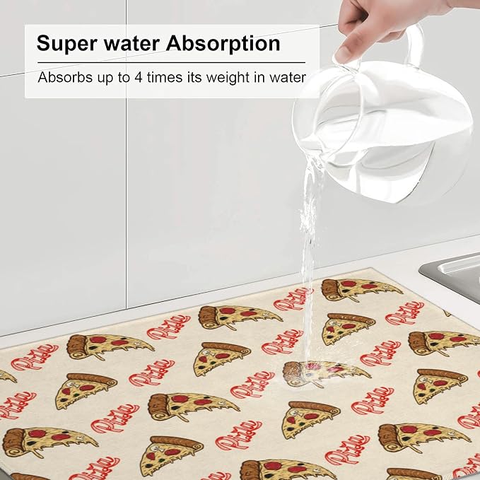 Cute Pizza Food Microfiber Dish Drying Mat - Image 6