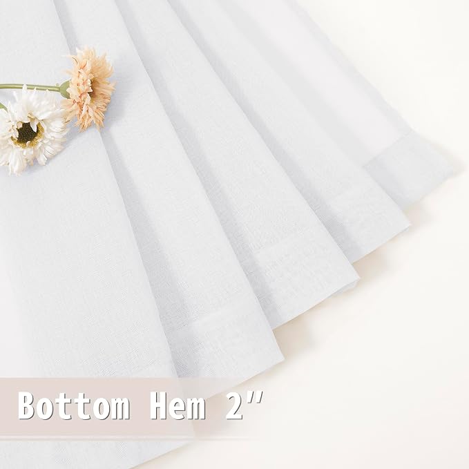 Tollpiz Sheer Door Curtains Closet Linen Textured Curtain Sheers Doorway Light - Image 7