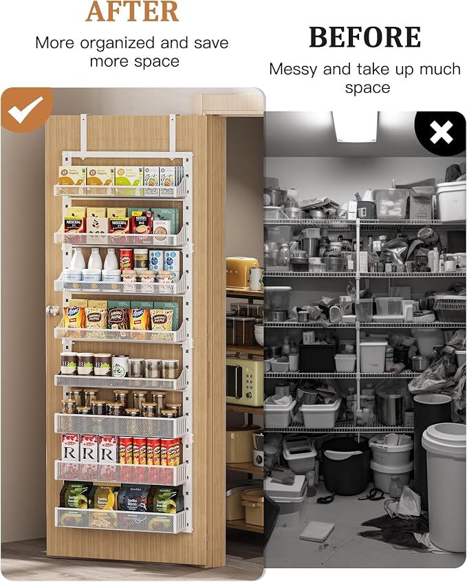 Over the Door Pantry Organizer 8-Tier, Large Metal Door Spice Rack - Image 3