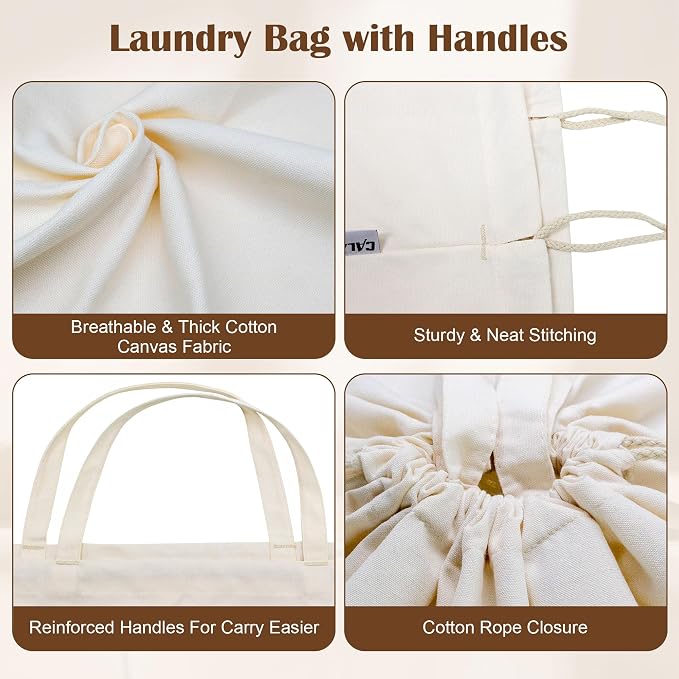 Canvas Laundry Bag 33"x 35", Thick Cotton Laundry Bag - Image 6