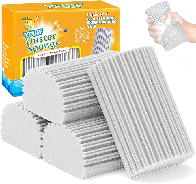 4 Pack Damp Clean Duster Sponge, Magic Sponge Eraser by YFUIF